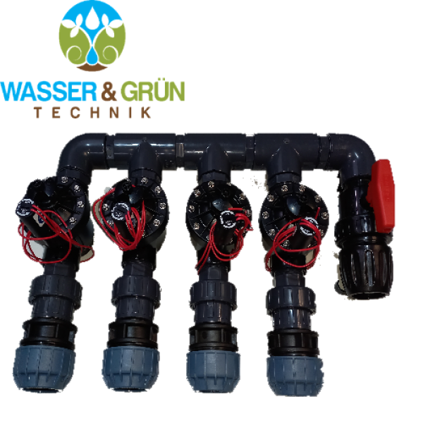 Vormontierte Einheit 4-fach, 40 - 50 mm, 1 1/2 - 2 " Magnetventile PGP Hunter ohne Box