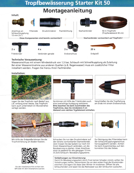 Preview: Profi Tropfbewässerung Starter Kit 50, Netafim Tropfrohr Technet AS 120