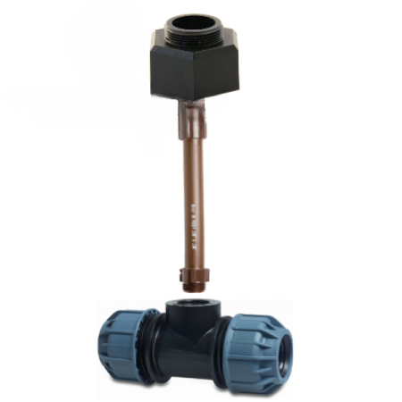 T-Stück PE-25 + Verlängerung 30 cm + Adapter (für Düsen Hunter / Rain-Bird)